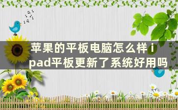 苹果的平板电脑怎么样 ipad平板更新了系统好用吗